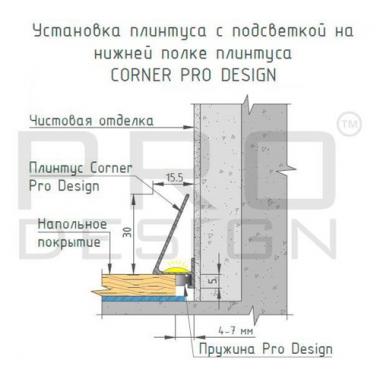 Плинтус Pro Design Corner 570 Анодированый черный 2600мм (пружины в комплект не входят)